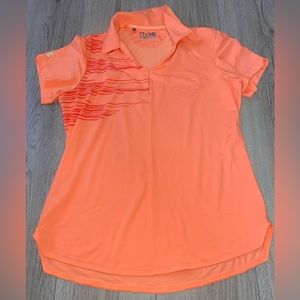 Under armour loose orange collar short sleeve shirt top golf shirt